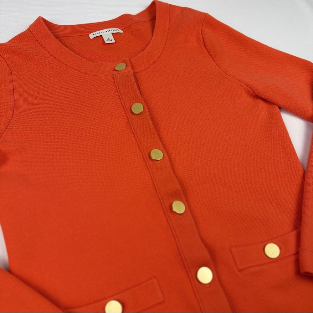 Banana Republic Orange Cardigan Sweater Gold Button Detail Size Small - Picture 12 of 14